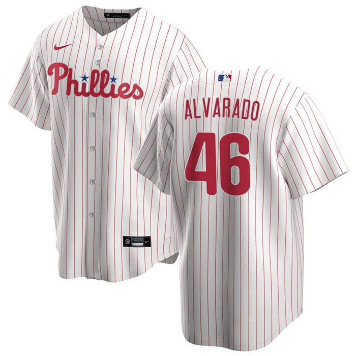 Men's Philadelphia Phillies #46 Jos?? Alvarado White Cool Base Stitched Baseball Jersey